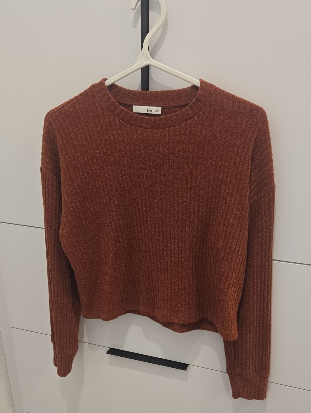 Wilfred FREE Rust Textured Ribbed Sweater Cropped Womens